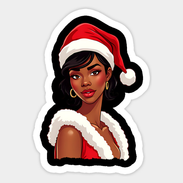 African American Woman Santa, Black Mrs Santa Claus Magnet by UrbanLifeApparel