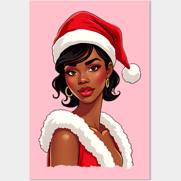 African American Woman Santa, Black Mrs Santa Claus Wall Art by UrbanLifeApparel