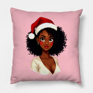 Black Girl Claus, Black Girl Christmas, Merry Christmas Pillow