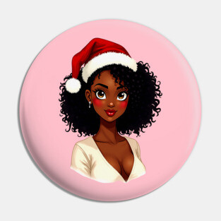Black Girl Claus, Black Girl Christmas, Merry Christmas Pin