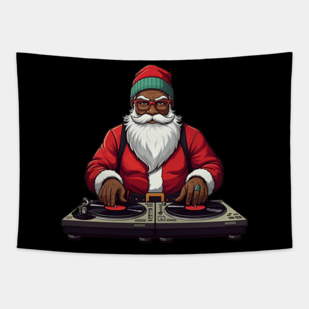 DJ Santa, African American Santa, Black Santa Tapestry by UrbanLifeApparel
