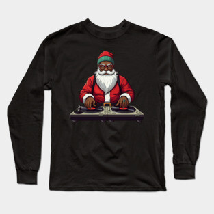 DJ Santa, African American Santa, Black Santa Long Sleeve T-Shirt
