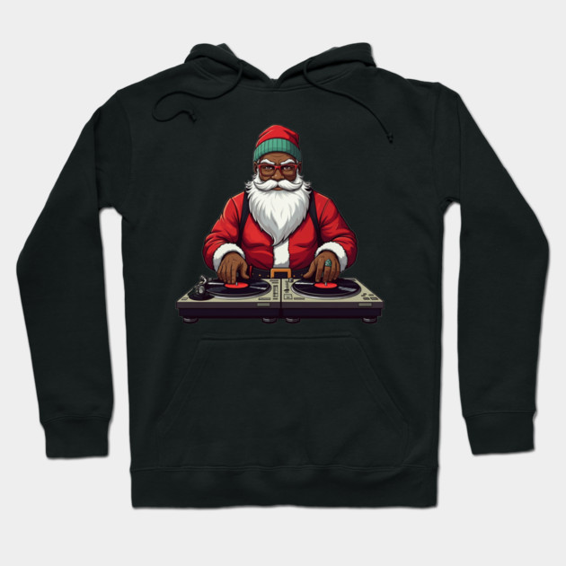 DJ Santa, African American Santa, Black Santa Hoodie by UrbanLifeApparel