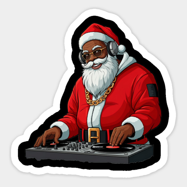 Santa DJ, Black Santa Magnet by UrbanLifeApparel
