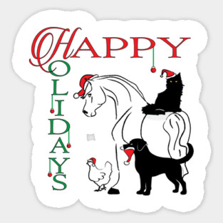 Happy Holidays! Multiple Animals! Sticker