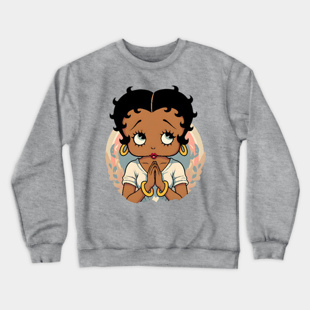 Black Betty Boop Praying Crewneck Sweatshirt by UrbanLifeApparel
