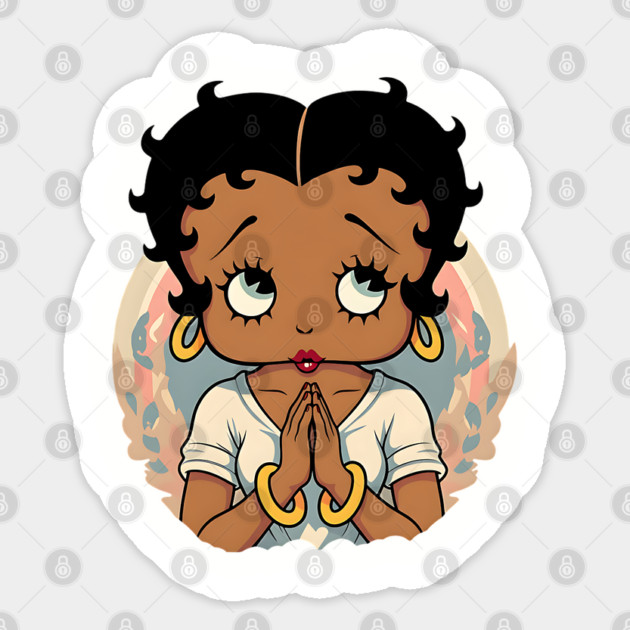 Black Betty Boop Praying Sticker by UrbanLifeApparel