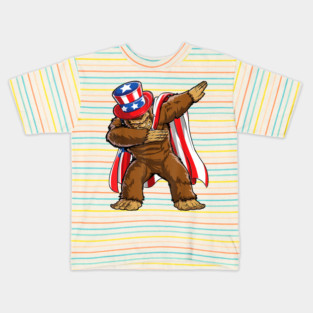 Bigfoot 4th of July American Flag Kids T-Shirt