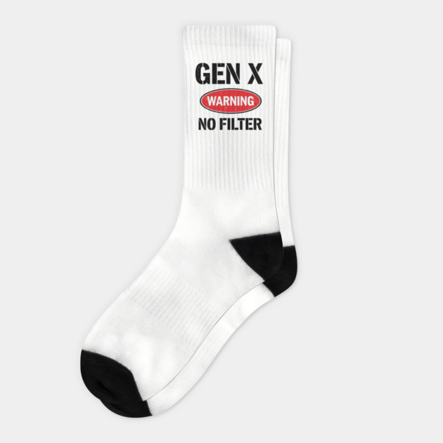 No Filter Warning Sarcastic Gen X Personality Socks by Anticorporati
