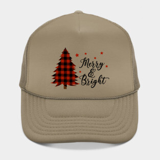 Merry And Bright. Plaid design Hat