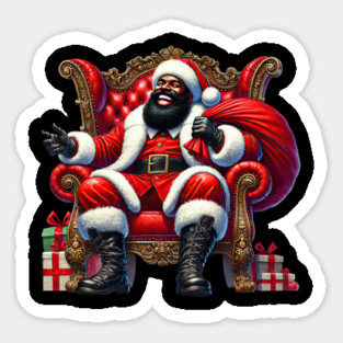 Black Santa, Cool Santa Sitting in Chair Magnet