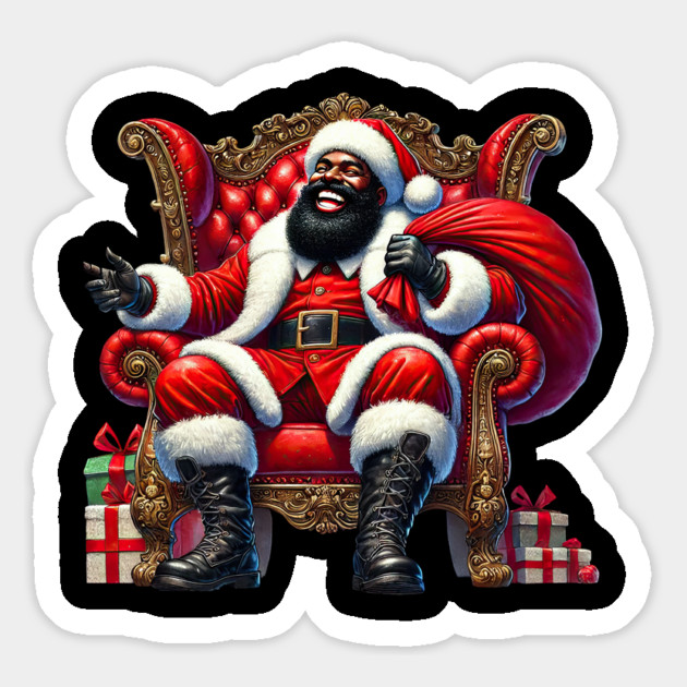 Black Santa, Cool Santa Sitting in Chair Magnet by UrbanLifeApparel