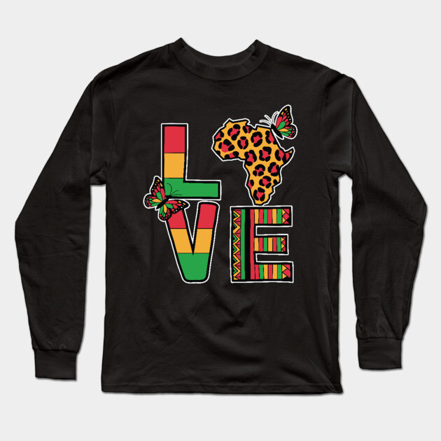 Love - Black History, Africa, Afrocentric Long Sleeve T-Shirt by UrbanLifeApparel