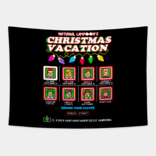 Christmas Vacation Retro 8 Bit Pixel 80s Style Video Game Tapestry