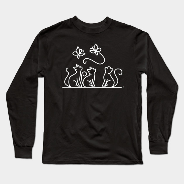 Cats & Butterflies Long Sleeve T-Shirt by H. R. Sinclair