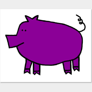 Cute Purple Pig Posters and Art