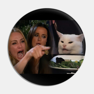Woman Yelling at a Cat Pin