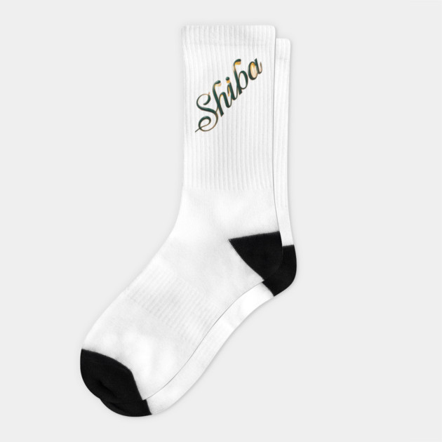 Style Shiba Aesthetic Green & Gold Colors Socks by animegirlnft