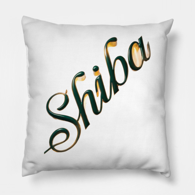 Style Shiba Aesthetic Green & Gold Colors Pillow by animegirlnft