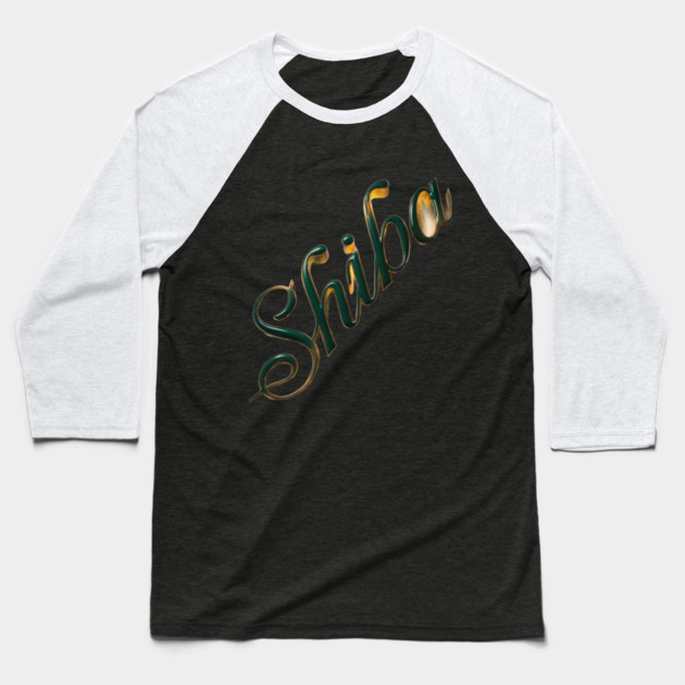 Style Shiba Aesthetic Green & Gold Colors Baseball T-Shirt by animegirlnft