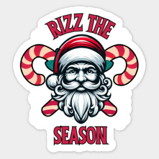 Rizz The Season, Merry Rizzmas, Funny Santa Claus face for Christmas Sticker