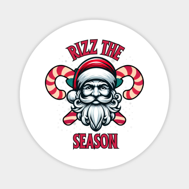 Rizz The Season, Merry Rizzmas, Funny Santa Claus face for Christmas Magnet by Creatifly Graphic Tees