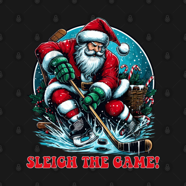 Santa Playing Ice Hockey by JessArty