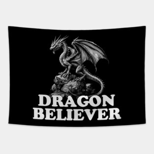 Dragon Believer Funny Joe Rogan Meme Tapestry