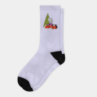 Classic Christmas Tree and Cute Animals Socks