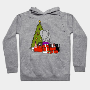 Classic Christmas Tree and Cute Animals Hoodie