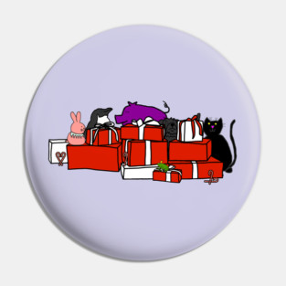 Classic Christmas Cute Animals and Boxes Pin
