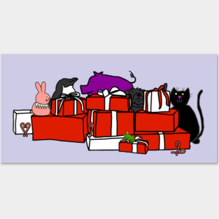 Classic Christmas Cute Animals and Boxes Posters and Art