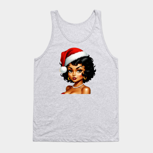 Santa Babe, Black Girl Santa Tank Top by UrbanLifeApparel