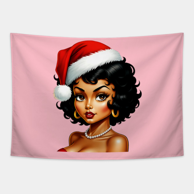 Santa Babe, Black Girl Santa Tapestry by UrbanLifeApparel