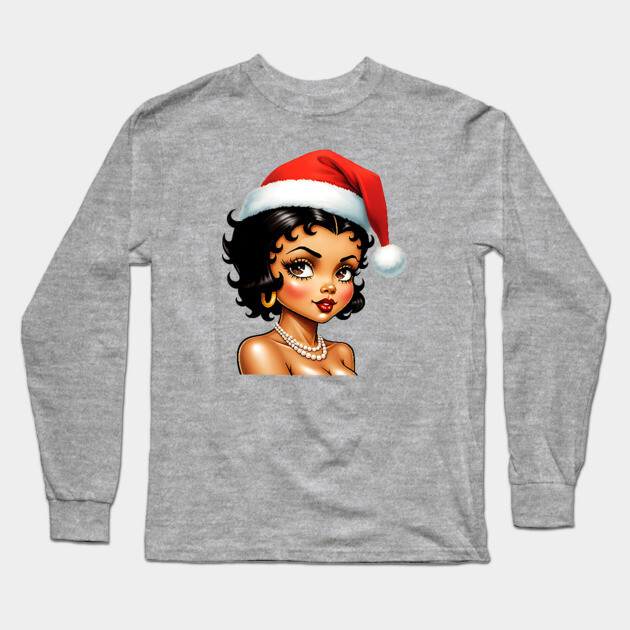 Santa Babe, Black Girl Santa 2 Long Sleeve T-Shirt by UrbanLifeApparel