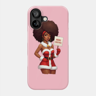 Afro Santa Babe, Black Woman Santa Phone Case