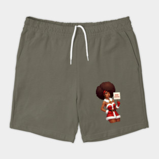 Afro Santa Babe, Black Woman Santa Shorts