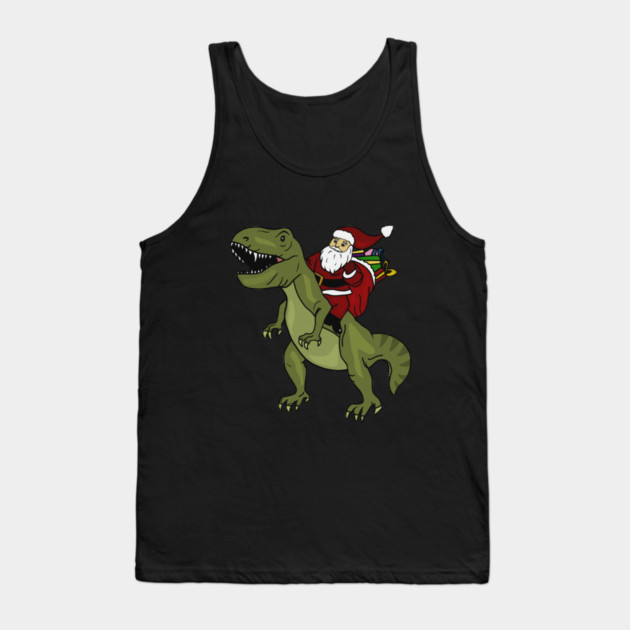 Dinosaur Christmas Gift Xmas T Rex Santa Funny Tank Top by logiamerch