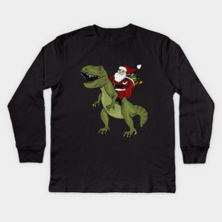Dinosaur Christmas Gift Xmas T Rex Santa Funny Kids Long Sleeve T-Shirt