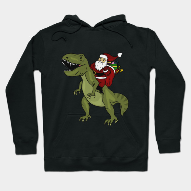 Dinosaur Christmas Gift Xmas T Rex Santa Funny Hoodie by logiamerch