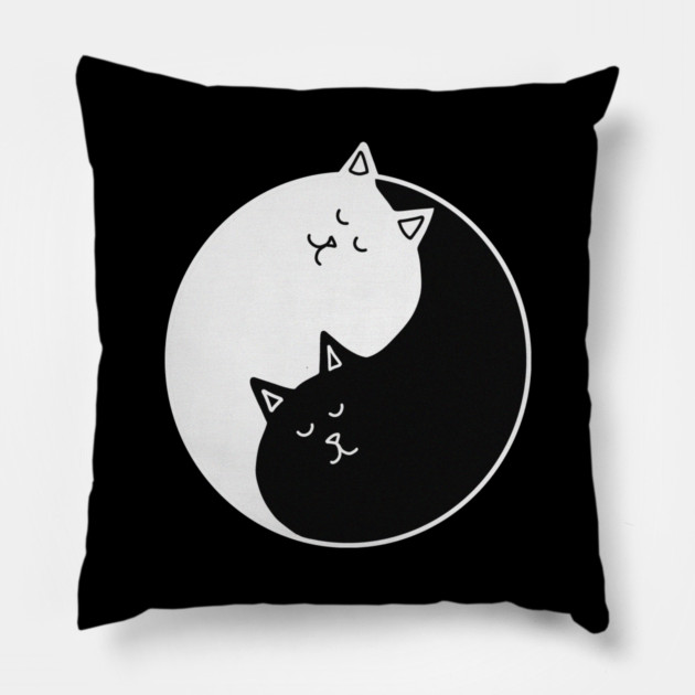 Yin Yang Cats, Cute Cats, Kitten Cat Lover Pillow by logiamerch