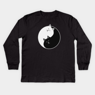 Yin Yang Cats, Cute Cats, Kitten Cat Lover Kids Long Sleeve T-Shirt