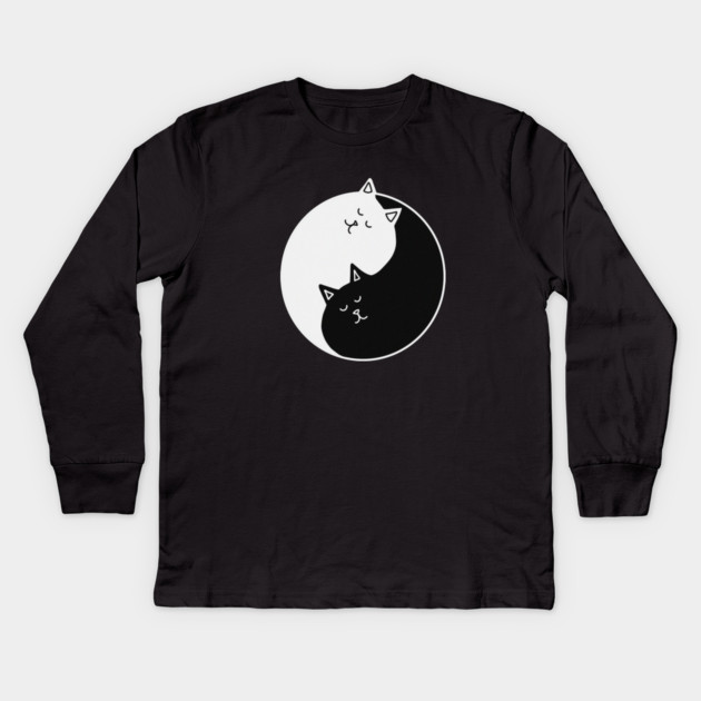 Yin Yang Cats, Cute Cats, Kitten Cat Lover Kids Long Sleeve T-Shirt by logiamerch