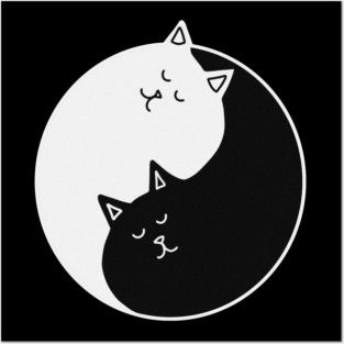 Yin Yang Cats, Cute Cats, Kitten Cat Lover Posters and Art