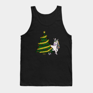 Unicorn Christmas Tree Festive Xmas Tank Top