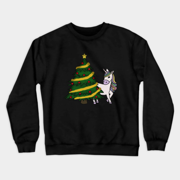 Unicorn Christmas Tree Festive Xmas Crewneck Sweatshirt by logiamerch