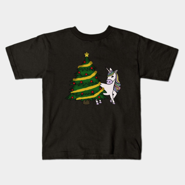 Unicorn Christmas Tree Festive Xmas Kids T-Shirt by logiamerch