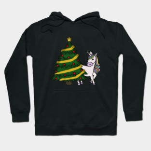 Unicorn Christmas Tree Festive Xmas Hoodie