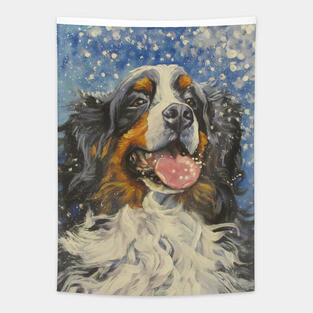 Bernese Mountain Dog Fine Art Painting Tapestry