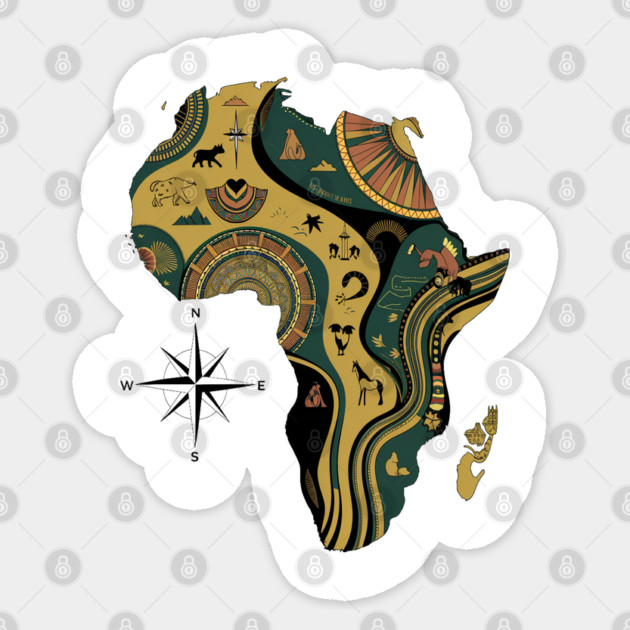 Map of Africa, Celebrate Culture, Geography, Style Sticker by Pixel Threads 